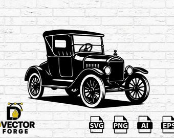 Ford Model T Silhouette Vector – Classic Car SVG Png Ai Eps – Vintage Auto Clipart