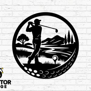 Golfscenvektor CNC-projekt – CAD-design för plasmaskärning, laserskuret trä