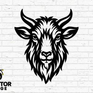 Goat Vector Tribal Head SVG | CNC Tested Mountain Goat DXF Cut File | Vector Design for Cricut & Silhouette