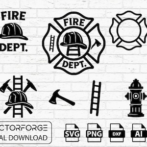 Fire Dept SVG Download - Firefighter Fireman Maltese Cross Cut File for Cricut Silhouette Fire Department Design, SVG Bundle, PNG, Dxf, Eps