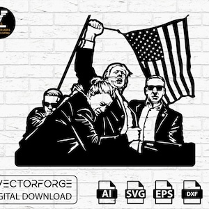 Formato vectorial Archivo CNC del asesinato fallido de Trump - DXF SVG Ai Eps Diseño probado de trayectoria de herramienta de chorro de agua láser de plasma