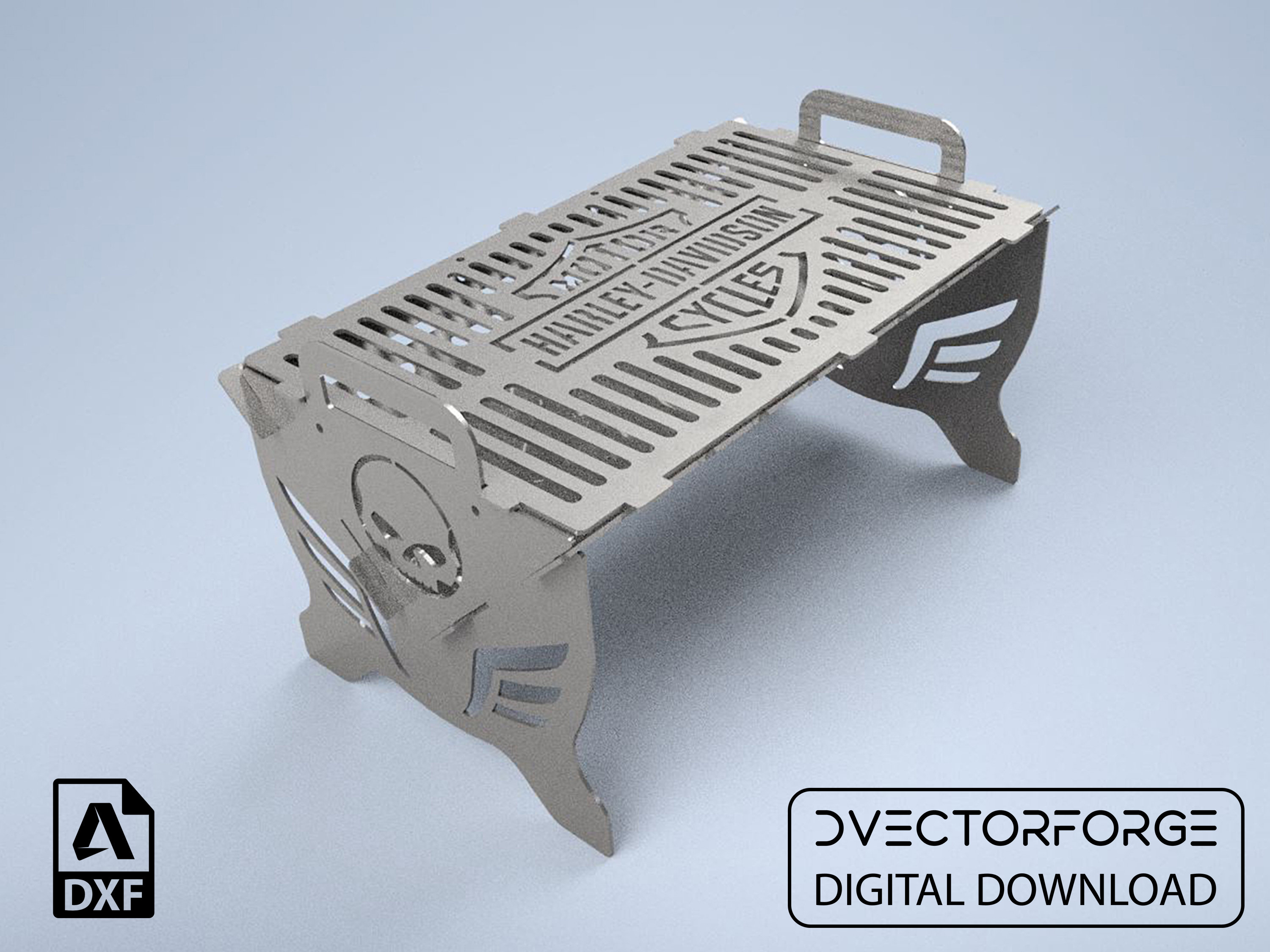 Harley Motorcycle BBQ Plan: CNC Ready DXF File (Digital Download)