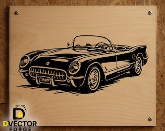 Vector del Chevy Corvette de los años 50: diseño listo para impresión por sublimación