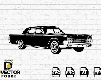 Silueta vectorial del Lincoln Continental de 1960 – Coche clásico SVG PNG AI EPS – Imágenes prediseñadas de coches antiguos
