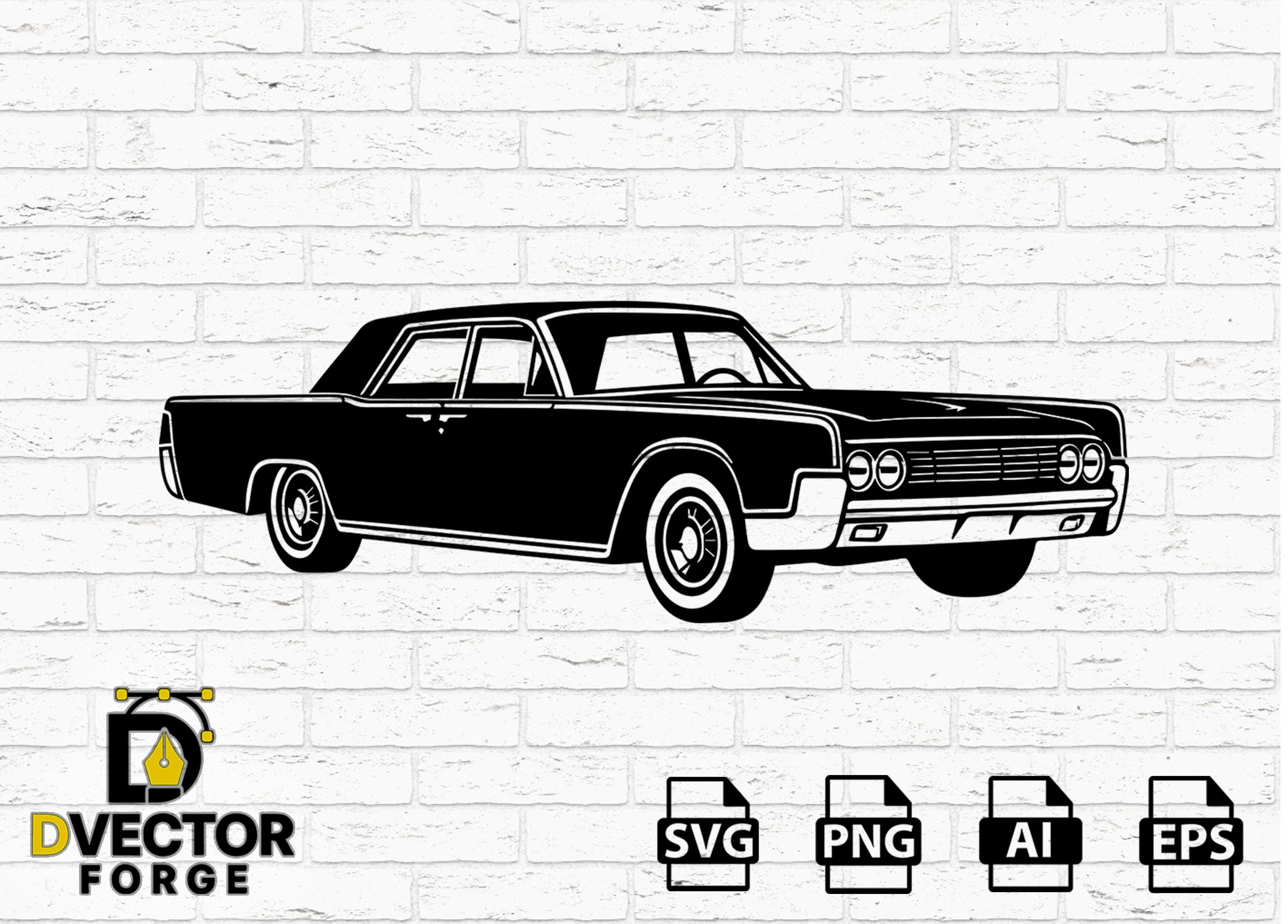 1960 Lincoln Continental Silhouette Vector – Classic Car SVG Png
