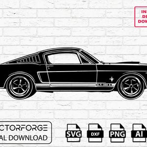 Gt350 Vector 1965 Ford Mustang GT350 Vector Clipart: Classic Muscle Car (digital ...