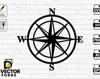 Compass Rose Vector Design – Nautical Wind Cut File for Cricut, Laser, CNC