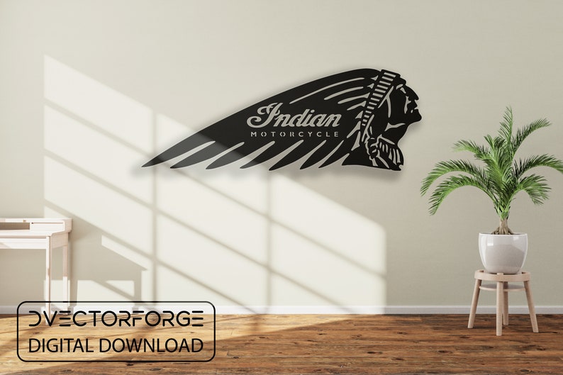 Vector cut ready Indian Motorcycle logo design, CNC file, dxf, svg, eps for Laser and Plasma cutting, Digital vector instant download image 3