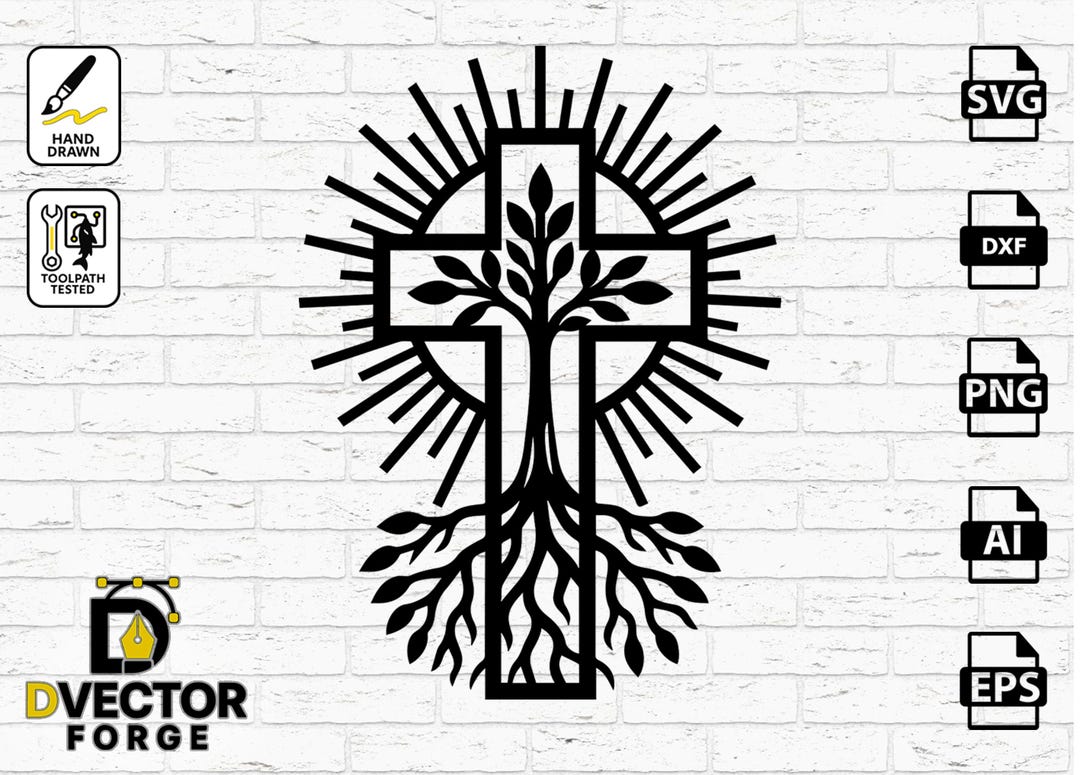 Tree of Life Cross Vector CNC Project – CAD Design for Plasma or Laser ...