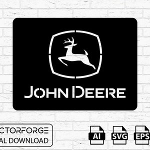 Schneidefertiger Vektor John Deere Logodesign, CNC-Datei, dxf, svg, eps für Laser- und Plasmenschneiden, digitaler Vektor-Sofort-Download