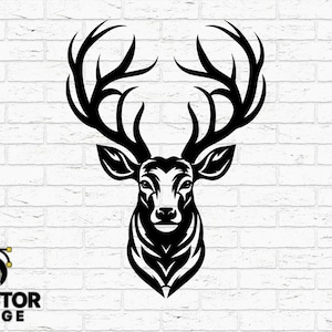 Deer Head Vector SVG DXF Png Ai Eps | Buck Silhouette Cut File | Laser Ready Antler Clipart for CNC, Cricut, Vinyl, Engraving & Wood Signs