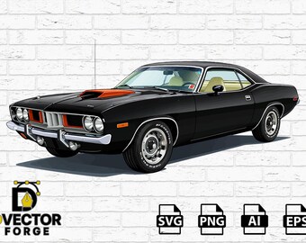1971 Plymouth Barracuda Printing Vector Art – For Print and Graphic Design Use