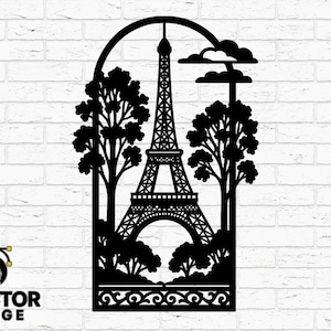 CNC cut ready, Eiffel tower, svg dxf files wall sticker engraving decal silhouette template cutting router digital vector instant download