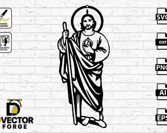 Ilustración vectorial de San Judas / Arte católico dibujado a mano (svg, dxf, png, ai, eps)
