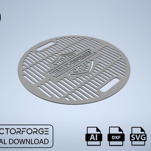 Arquivo dxf de grelha de cozimento redonda Harley pronta para corte CNC para grelhas a carvão Weber de 22", peça de reposição para grelha - Download digital