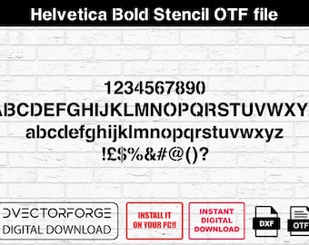 Fuente Helvética para esténcil: 3 diseños para Cricut y corte láser (descarga digital)