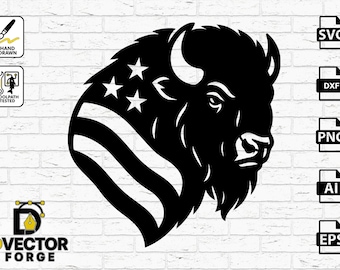 Patriotic American Bison SVG: USA Flag Buffalo Cut File (Digital Download