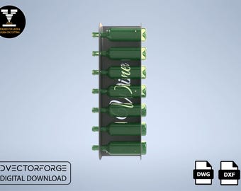 Wine Bottle Wall Rack CNC Cutting Files: DXF, DWG (Digital Download)