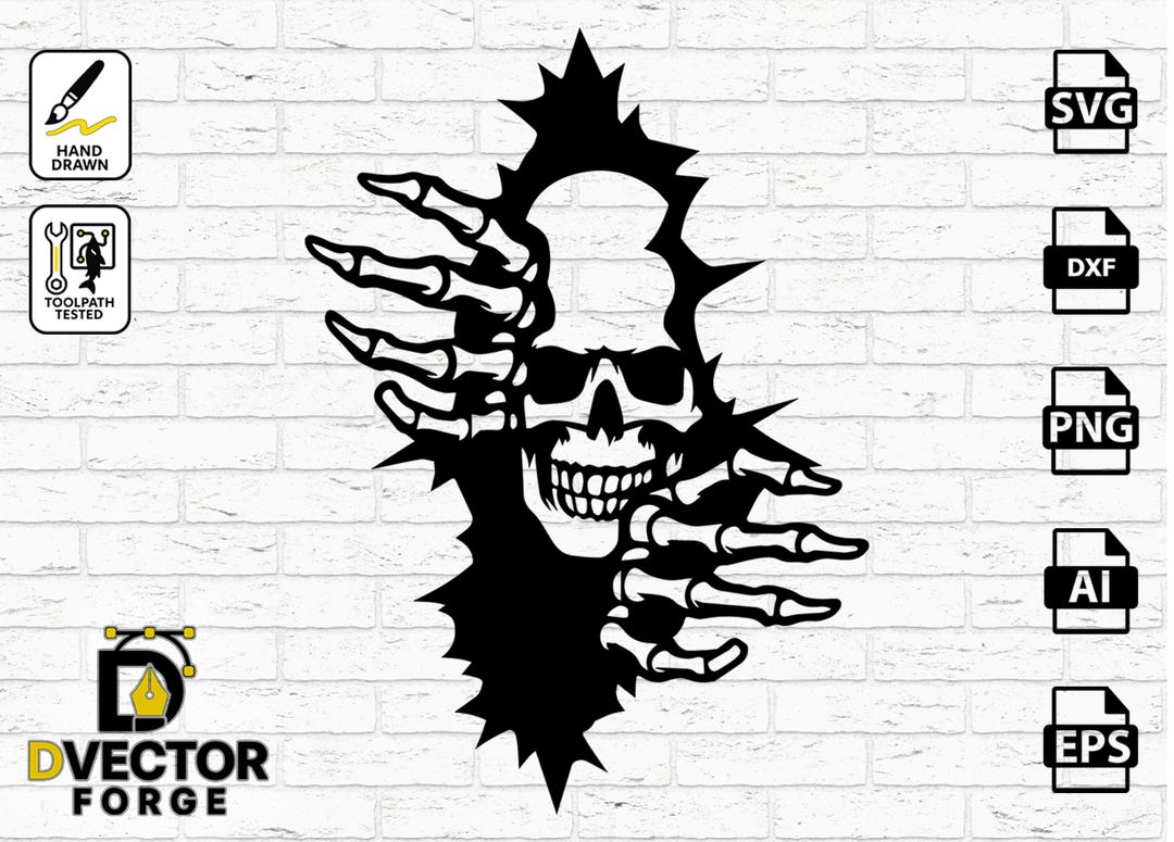 Skull Ripping Through Wall Vector | Horror Art (svg, Dxf, Png, Eps, Ai ...