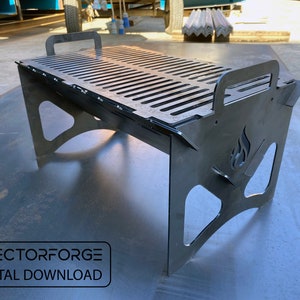 Plano de corte CNC para churrasqueira portátil | Arquivo DXF para churrasqueira dobrável para camping, download digital instantâneo, montagem fácil, design para cozinha ao ar livre