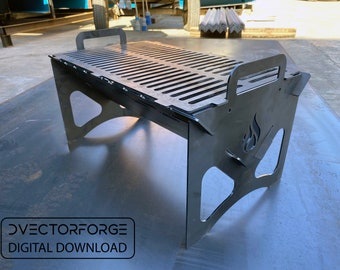 Plan de barbacoa para barbacoa portátil Dxf Archivo Fire pit para acampar Barbacoa plegable Diy BBQ Descarga digital instantánea CNC Plasma CNC Laser Firepit