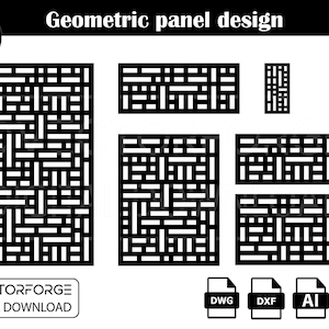 CNC-Schnittfertiges Geometrisches Sichtschutz-Panel Digitaler Download - Vektor-Design für Laser- &Plasma-Schnitt-Grill-Panel - AI-, Eps-, DXF- und Dwg-Formate