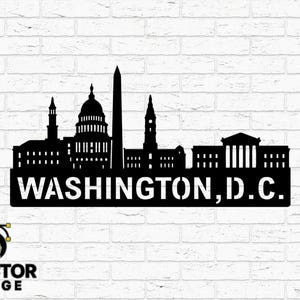 Silhueta do horizonte de Washington DC, paisagem urbana, arquivo de corte SVG DXF CNC | Capitólio e monumento vetorial | PNG Ai EPS pronto para plasma a laser | Patriótico