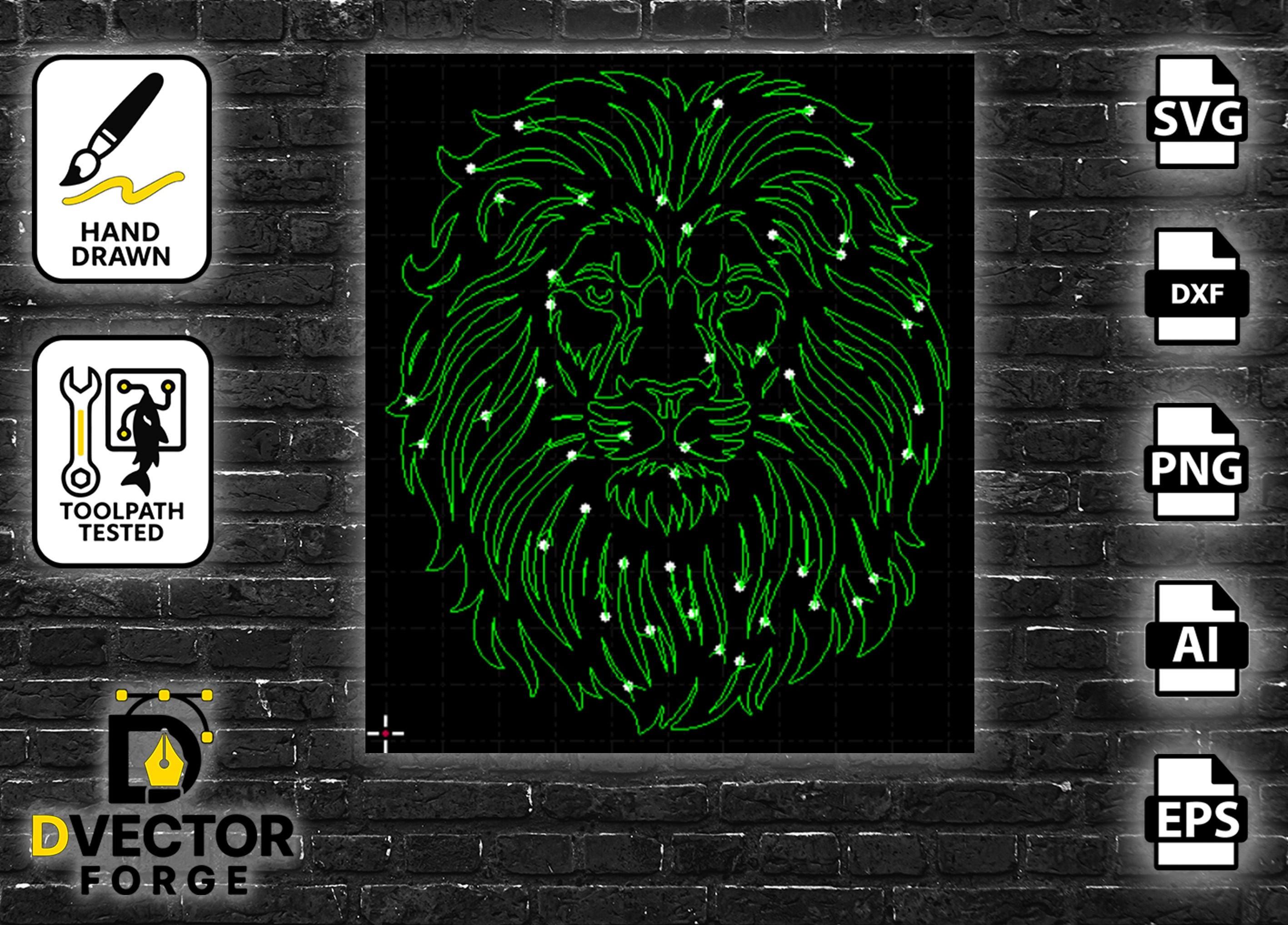 Lion Head Vector | Detailed Wild Animal Design (svg, Dxf, Png, Ai