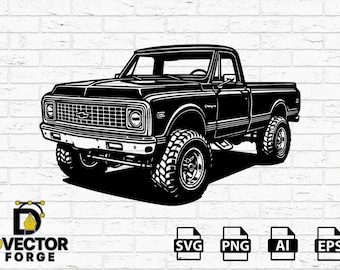 Vintage Chevy Art 4x4 Pickup Truck –  Car Graphic Design, Automotive Vector