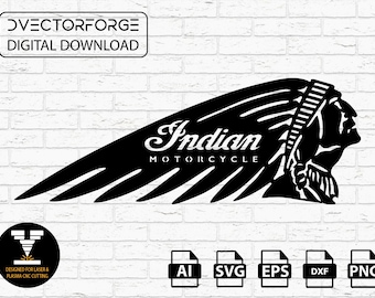 Indian Motorcycle Logo Vector: CNC Plasma Laser Cut File (Digital Download)