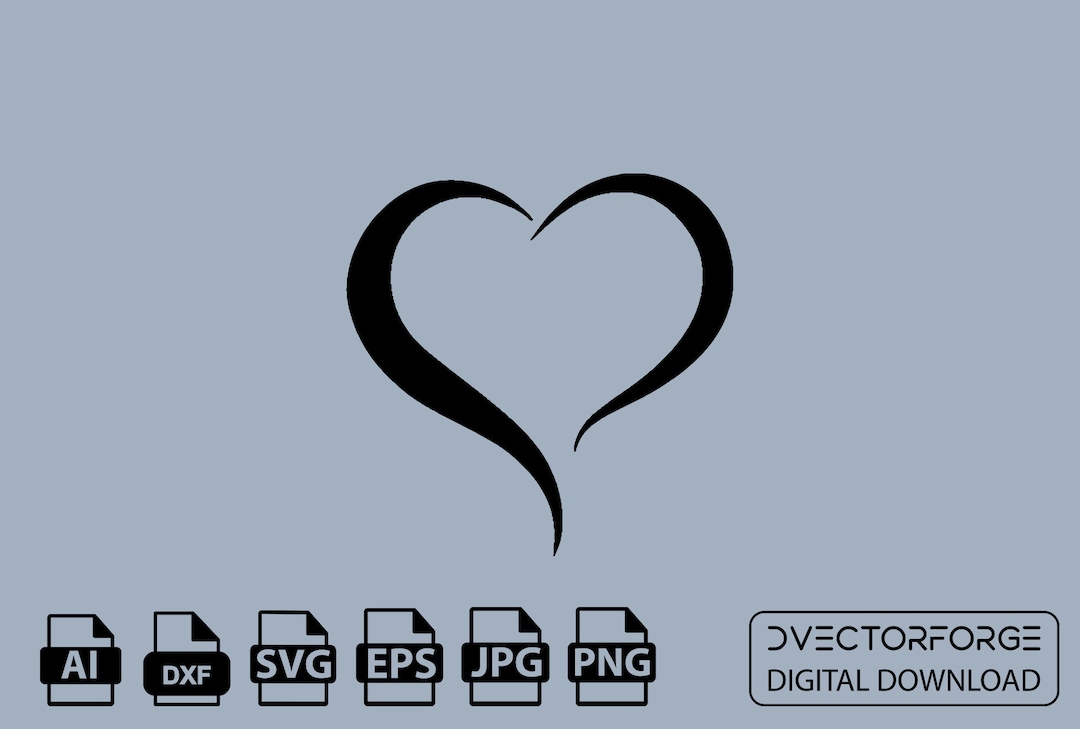 Open Heart Silhouette Instant Digital Download, Svg, Png, Jpg, Eps, Ai