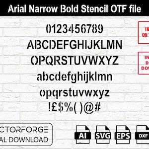 Schablone Schriftart Arial N selber Bold Dxf | CNC Laserschneiden Alphabet Buchstaben OTF | Plotten & Dxf Schriften für CNC Maschinen