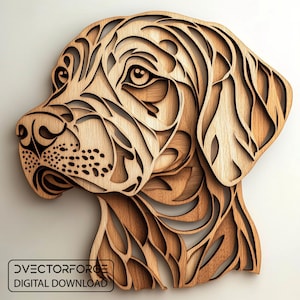 Multi-Layer-Svg-Hund Mandala-Viertel, Laser geschnitten Dateien für DIY Wanddekor, Hundeliebhaber Geschenk, Glowforge Projekt, Haustier Silhouette Vektorkunst