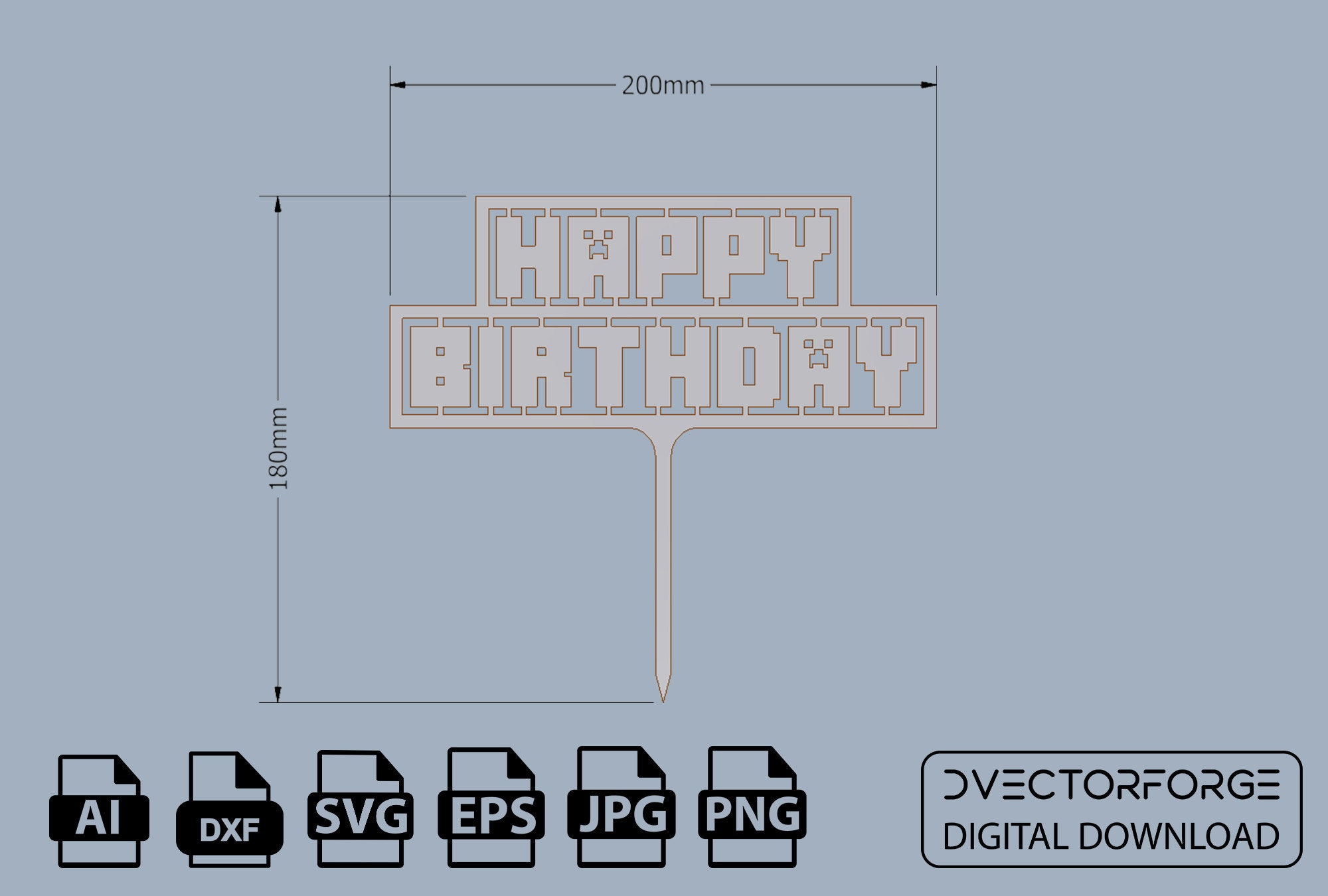 Minecraft Cake Topper DXF Design