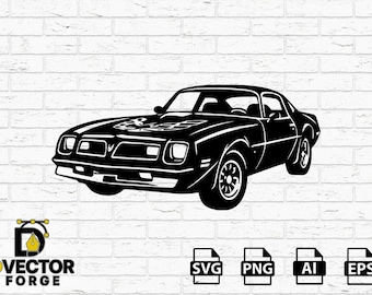 Silueta vectorial del Pontiac Trans Am de 1977 – Coche clásico de gran potencia SVG y PNG – Imágenes prediseñadas de coches antiguos
