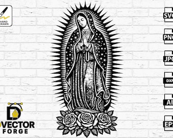 Arte vectorial de la Virgen de Guadalupe: diseño de grabado y sublimación