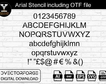Arial Stencil Font Alphabet | CNC Laser Cut Files (Digital Download)