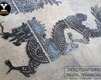 Chinese Dragon and Phoenix DXF File: CNC Plasma Laser Cut (Digital Download)