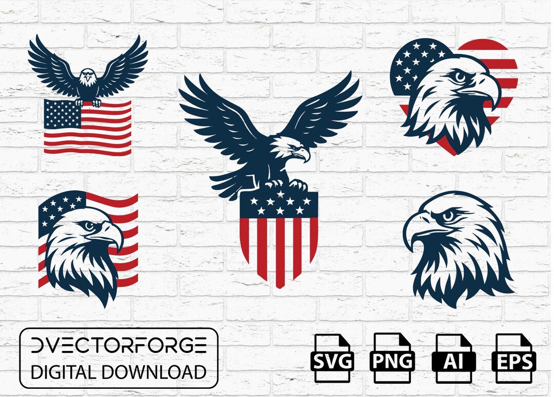 Patriotic Bald Eagle SVG Bundle: USA Clipart (digital Download) - Etsy