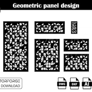 CNC-Schnittfertiger Geometrischer Sichtschutzzaun Digitaler Download - Vektor-Design für Laser- &Plasma-Schnitt-Grillplatte - AI-, Eps-, DXF- und Dwg-Formate
