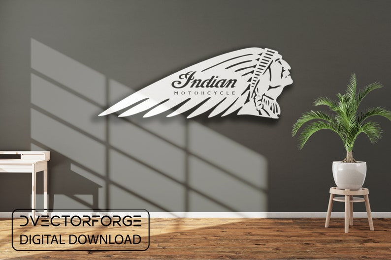 Vector cut ready Indian Motorcycle logo design, CNC file, dxf, svg, eps for Laser and Plasma cutting, Digital vector instant download image 2