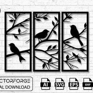 Bird on Branch CNC Wall Art: Laser & Plasma Cut Files (Digital Download)