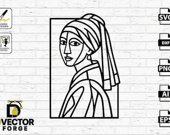 Girl With Pearl Earring SVG: Vector Format Art Portrait (Digital Download)