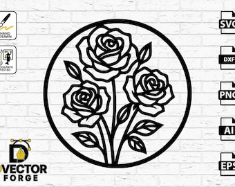 Rose Flower Round Vector | Laser Cut File (svg, dxf, png, ai, eps)