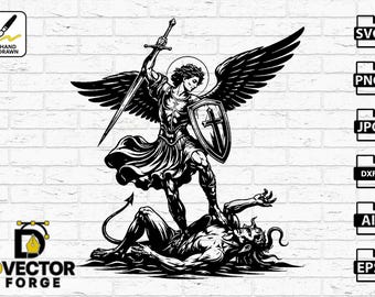 Arte vectorial del Arcángel Miguel: diseño de grabado y sublimación