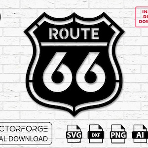 CNC Cut Ready Route 66 Svg DXF Files | Wall Sticker Engraving Decal Template for CNC Cutting | Digital Vector Instant Download
