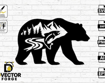 Bear Vector CNC Project - CAD Design for Plasma Cutting, Lasercut Wood