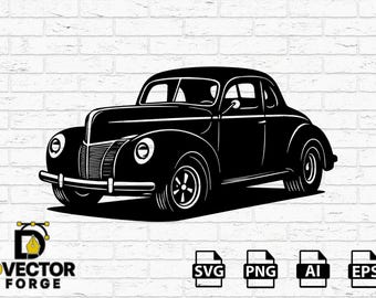 Silueta vectorial SVG de un Ford Coupé de 1940 – Coche clásico – Imagen prediseñada de un coche antiguo