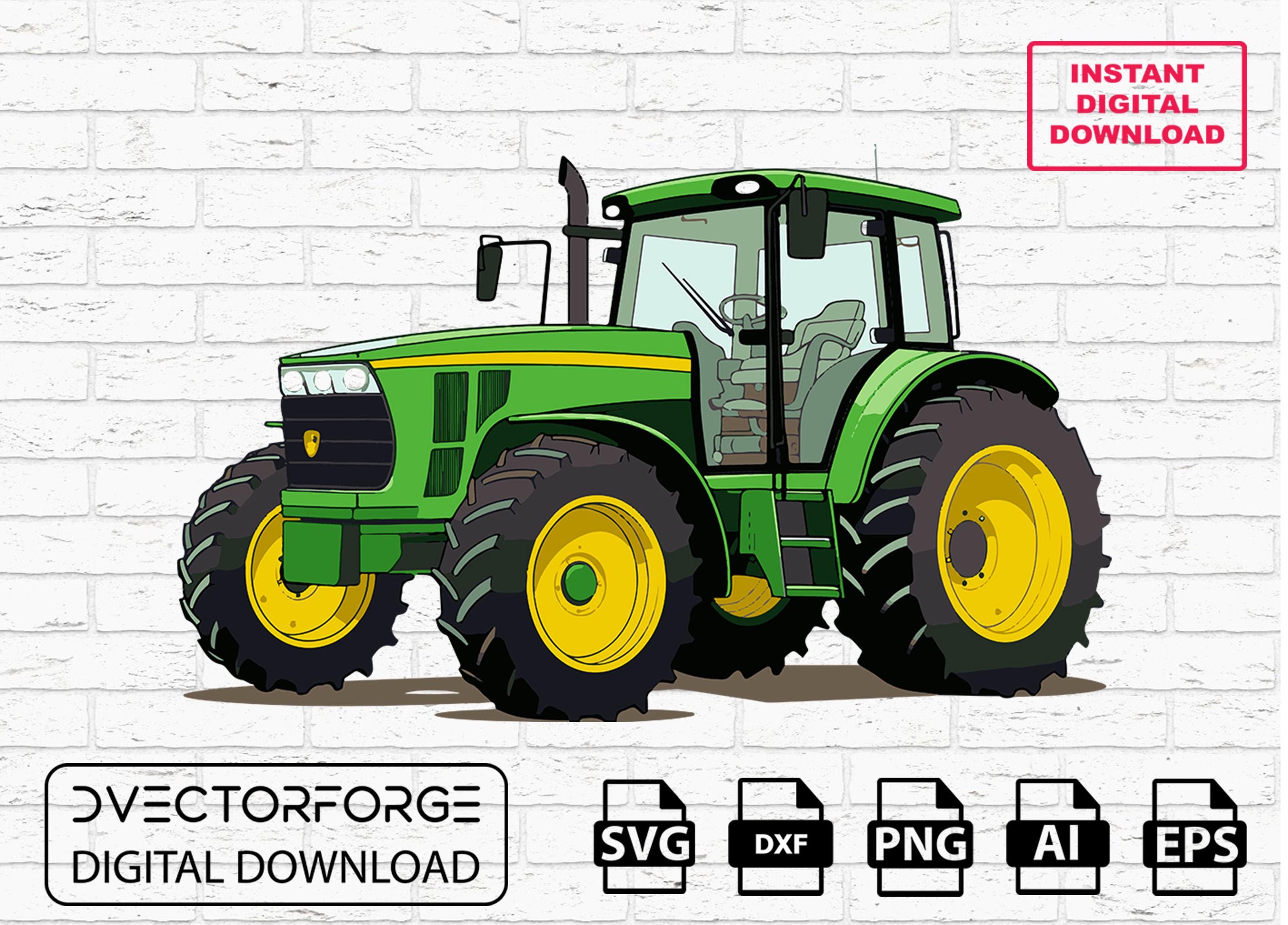 John Deere Tractor Vector: SVG, PNG, Cricut Cut File (digital Download ...