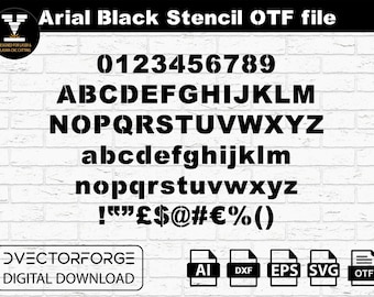 Arial Black Stencil Font (otf, dxf, svg), CNC Laser Cut (Digital Download)
